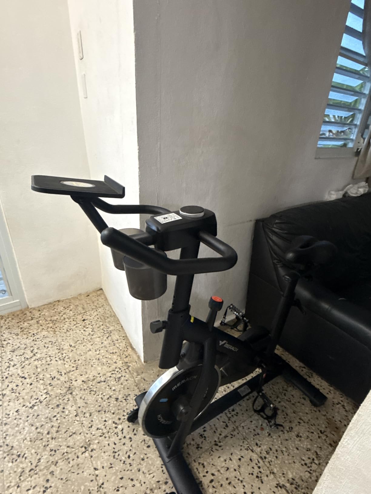 Merach Exercise Bike, Magnetic Friction Stationary Bike with Brake Pad and Exclusive App, Low Noise Indoor Cycling Bike with 300lbs Weight Capacity customer photo 2