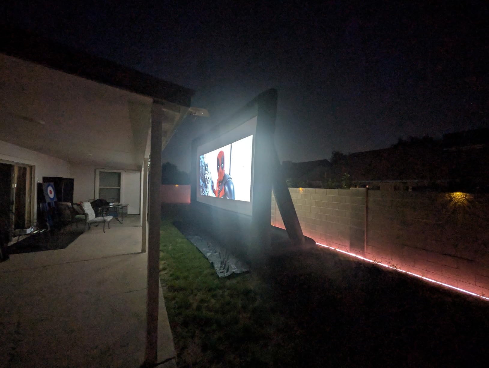 Inflatable Projector Screen, 30FT Blow Up Movie Screen Outdoor Projector, Easy Set Up One-Piece Design Front & Rear Projection with Air Blower for Outside Backyard Family Movie Night Pool Party customer photo 2