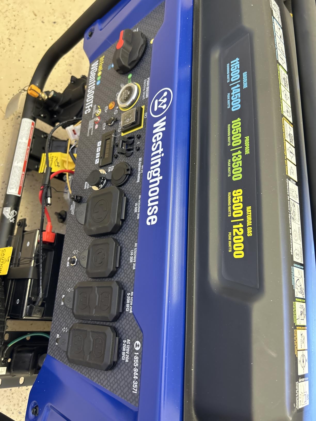 Westinghouse 14500 Peak Watt Tri-Fuel Home Backup Portable Generator, Remote Electric Start, Transfer Switch Ready, Gas, Propane, and Natural Gas Powered customer photo 1