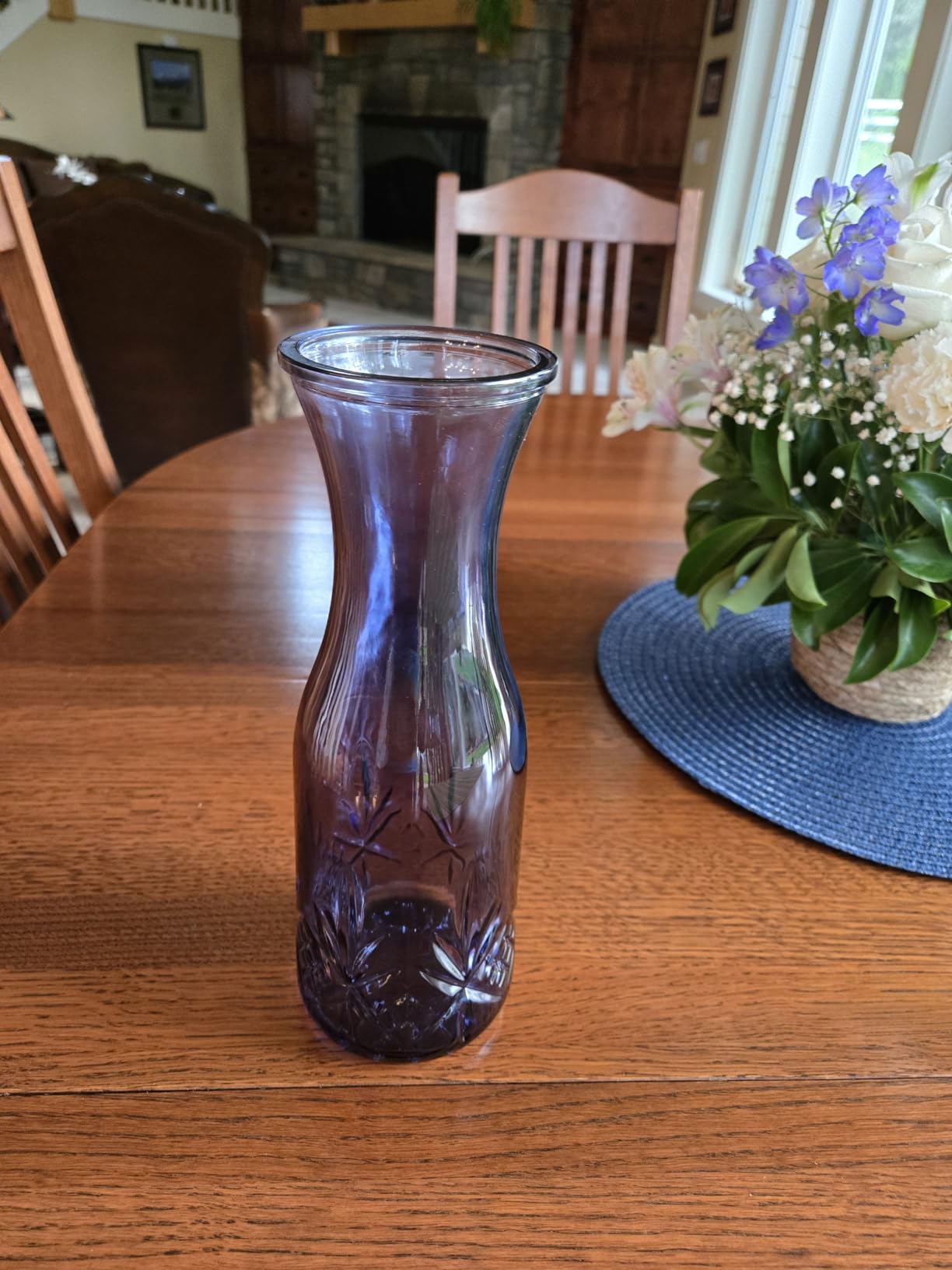 Godinger Carafe, Glass Pitcher, Wine Pitcher, Cocktail Carafe, Water Jug, for Iced Tea, Mixed Decanter & Beverages, Barware & Drinkware, Blue, 32oz customer photo 2