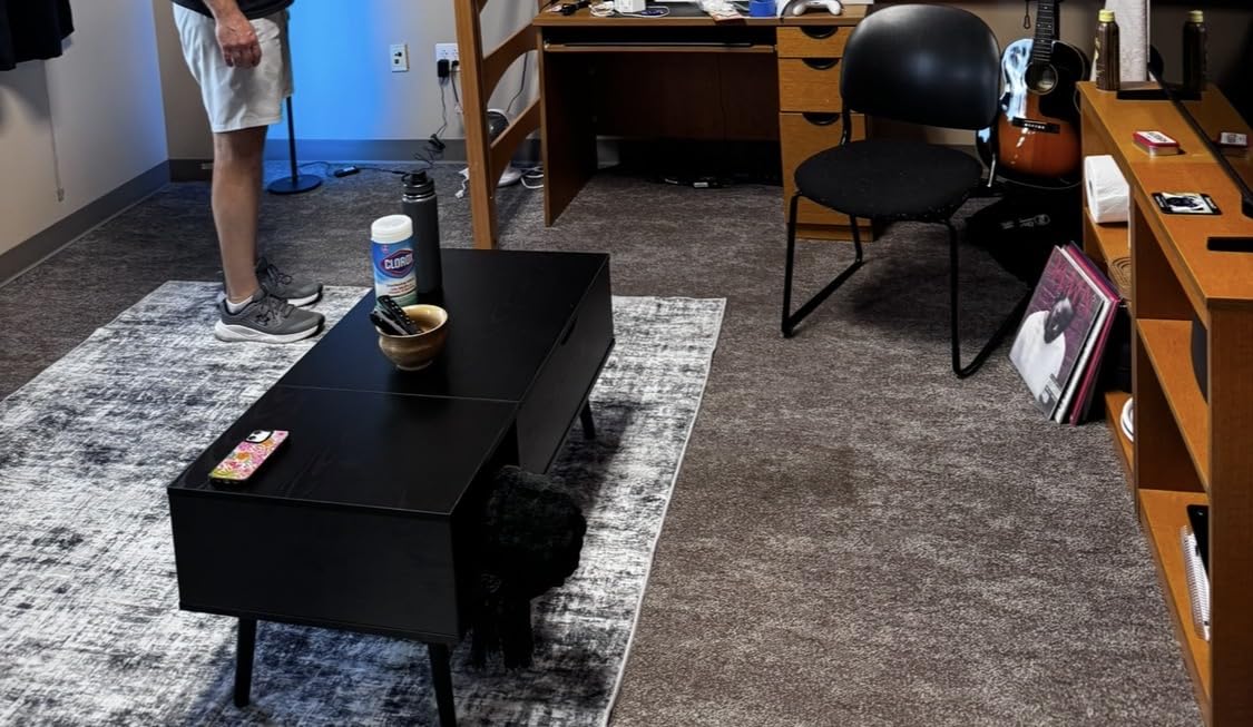 8x10 Area Rugs Washable Rug: Large Modern Abstract Living Room Rug Soft Anti-Skid Thin Carpet Indoor Floor Non-Shedding Carpets for Bedroom Dining Farmhouse Nursery Home Office Black Grey Gold customer photo 1