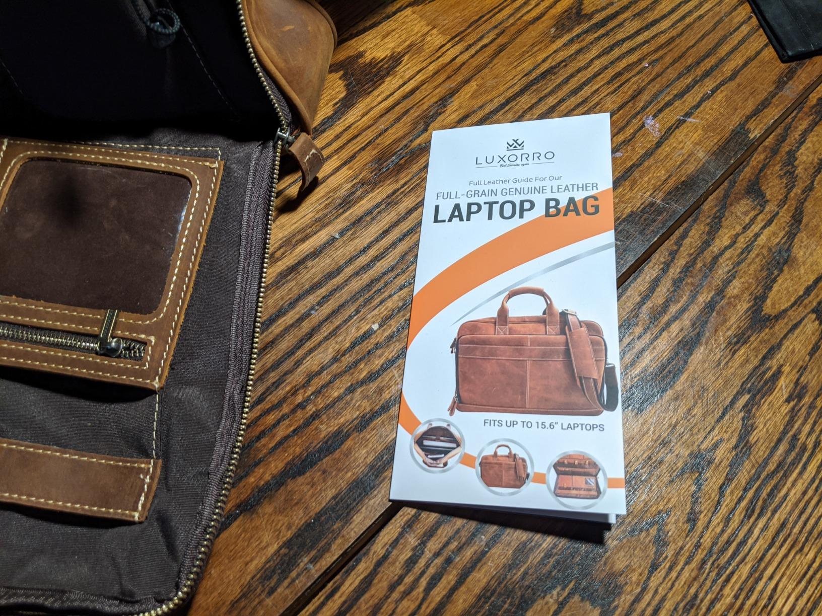 Luxorro Full-Grain Leather Briefcase for Men - Laptop Bag with Leather Computer Compartment customer photo 2