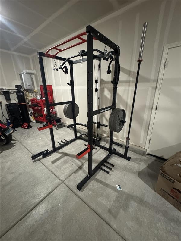 SPORTSROYALS Power Rack, Multi-Functional Power Cage, Squat Rack with Pulley System & LAT Pull Down, Workout Cage with J Hooks for Home Gym customer photo 1