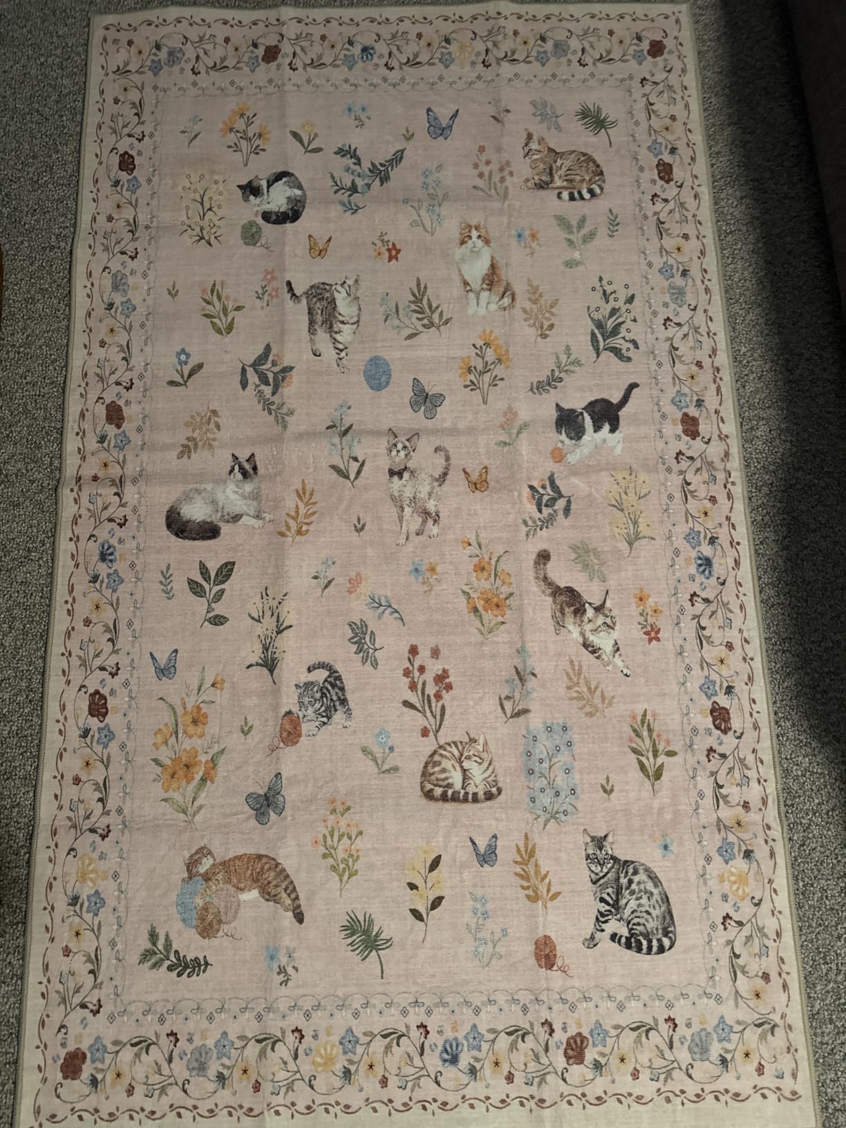 Soalmost Washable Area Rug 8x10 Large Soft Beige Rugs for Living Room | Vintage Non-Slip Carpet for Dining Bedroom, Stain Resistant Low Pile Foldable Lightweight Floor Mat Under Table Home Decor customer photo 2