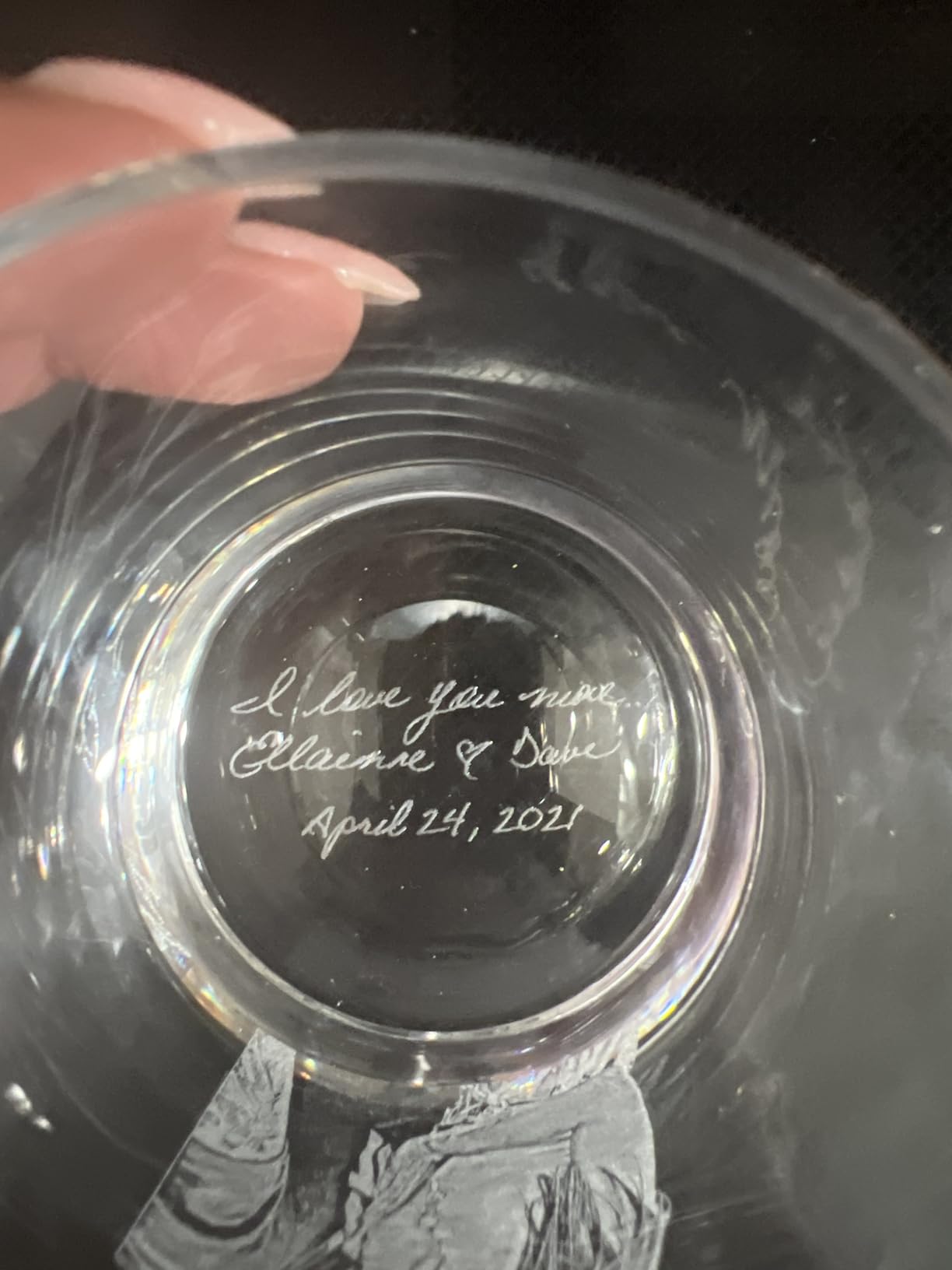 Custom Whiskey Glass Fathers Gift Idea - Personalized Handwriting and Photo on Rock Glass, Laser Engraved, Made in the USA customer photo 1