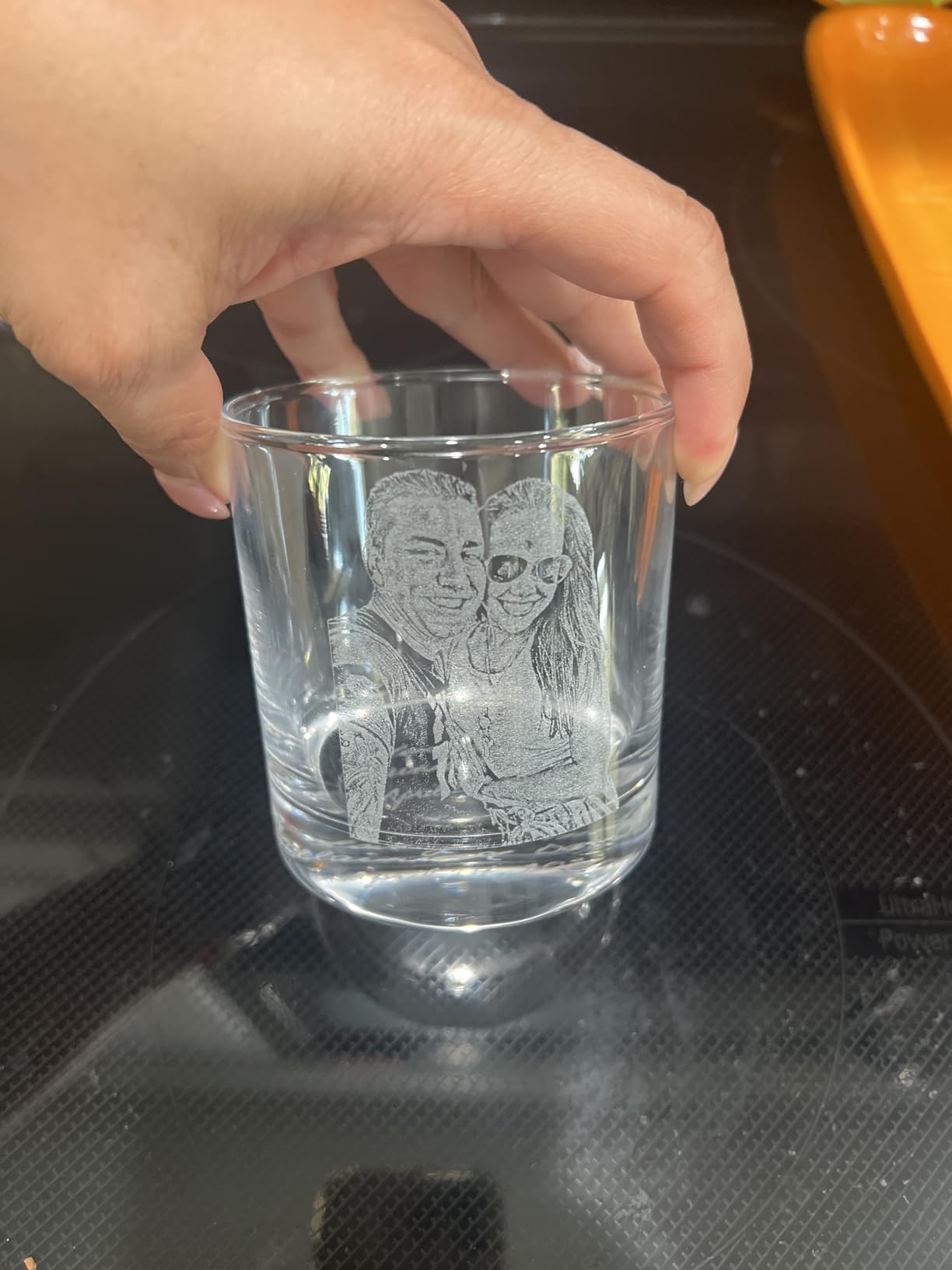Custom Whiskey Glass Fathers Gift Idea - Personalized Handwriting and Photo on Rock Glass, Laser Engraved, Made in the USA customer photo 2