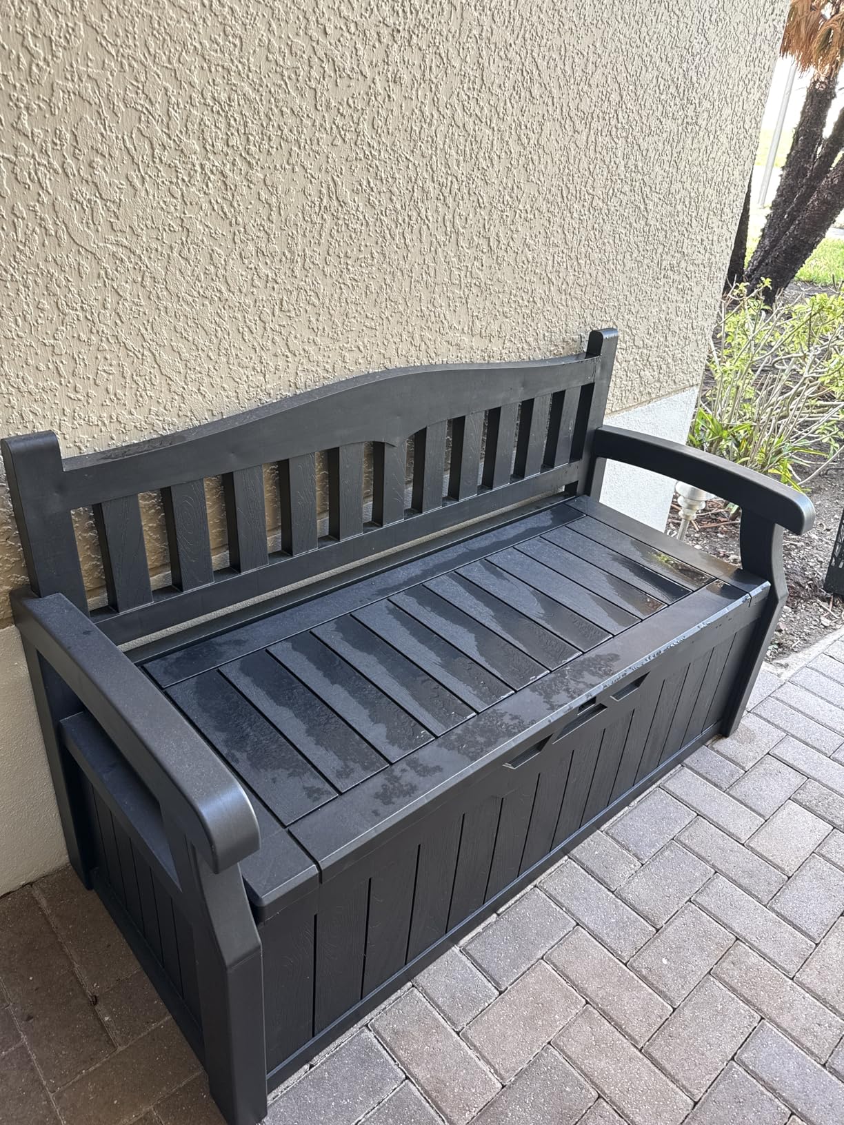 Devoko 80 Gallon Storage Bench Deck Box Lockable for Patio Furniture, Garden Decor and Outdoor Seating for Cushions, Garden Tools and Pool Supplies (Black) customer photo 2