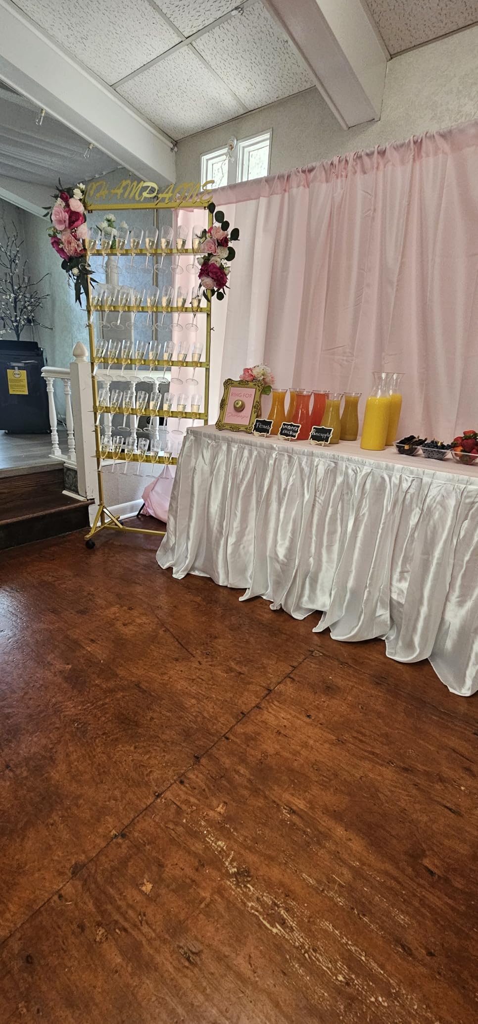 Champagne Wall Holder for Party, Rolling Champagne Tower Stand with Removable Sign, 5-Tier Champagne Flute Holder Hold 40 Glasses, Metal Wine Glass Stand for Party, Wedding, Christmas customer photo 1