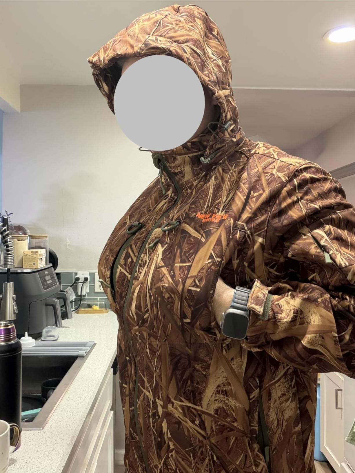 Camo Hunting Jackets for Men, Warm Fleece Lined Hunting Jacket with Hood, Quiet Water Resistant Hunting Clothes customer photo 1