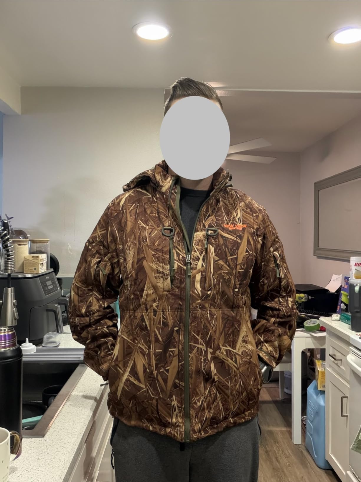 Camo Hunting Jackets for Men, Warm Fleece Lined Hunting Jacket with Hood, Quiet Water Resistant Hunting Clothes customer photo 2