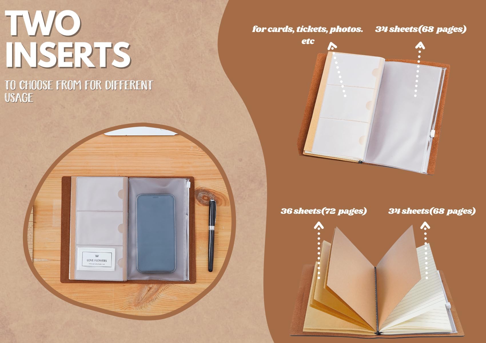 InnoBeta Bourbon gifts Leather Journal Notebook with Pen, for Whiskey Lovers, Men, Women on Birthday, Refillable Sketchbook, Travel Diary, Lined Planner, 7x5 Inches, Brown customer photo 2