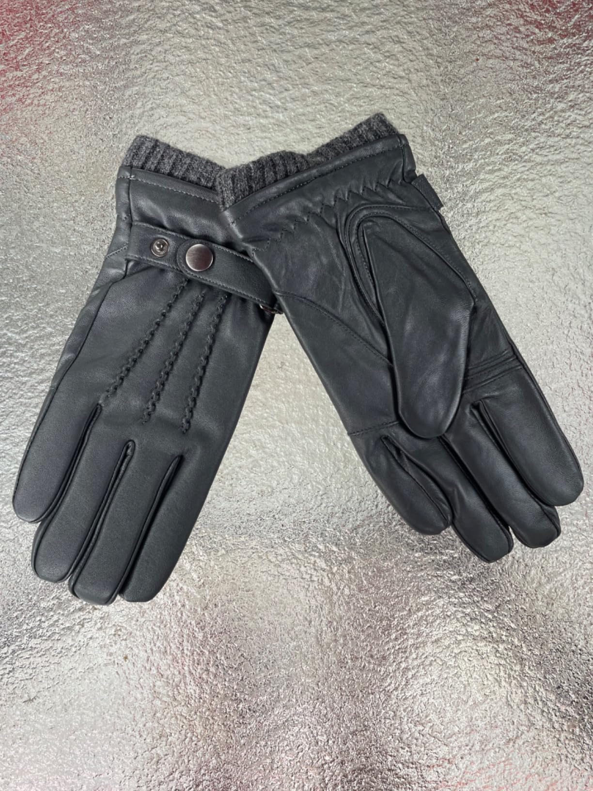 BISON DENIM Sheepskin Leather Gloves for Men, Winter Warm Touchscreen Gloves with Cashmere Lining, Driving Motorcycle Gloves customer photo 1