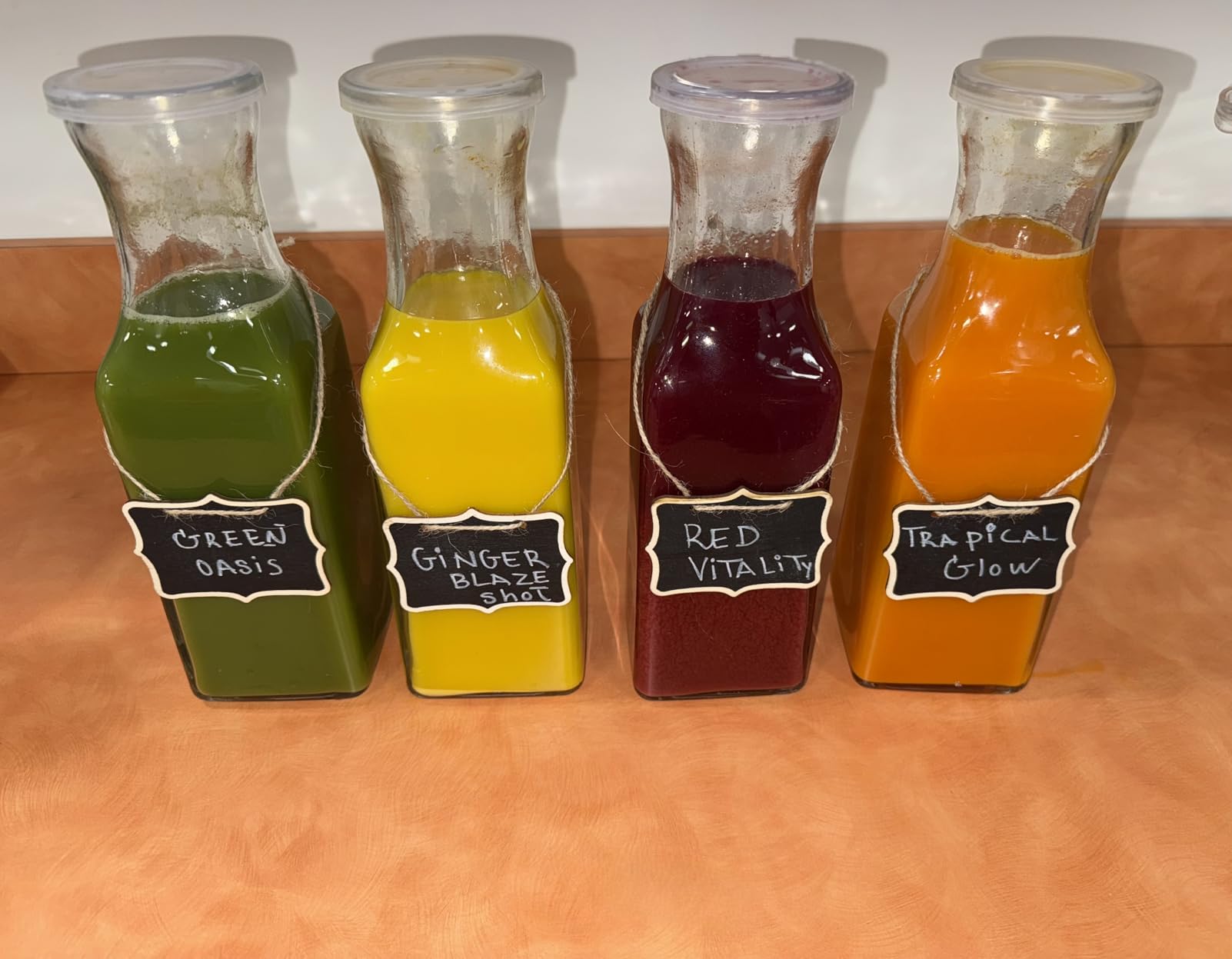 Set of 4 Square Glass Carafe with Lid, 1 Liter Clear Glass Pitcher, Beverage Serveware Carafe for Mimosa Bar, Brunch, Cold Water, Juice, Milk, Iced Tea, Lemonade customer photo 1