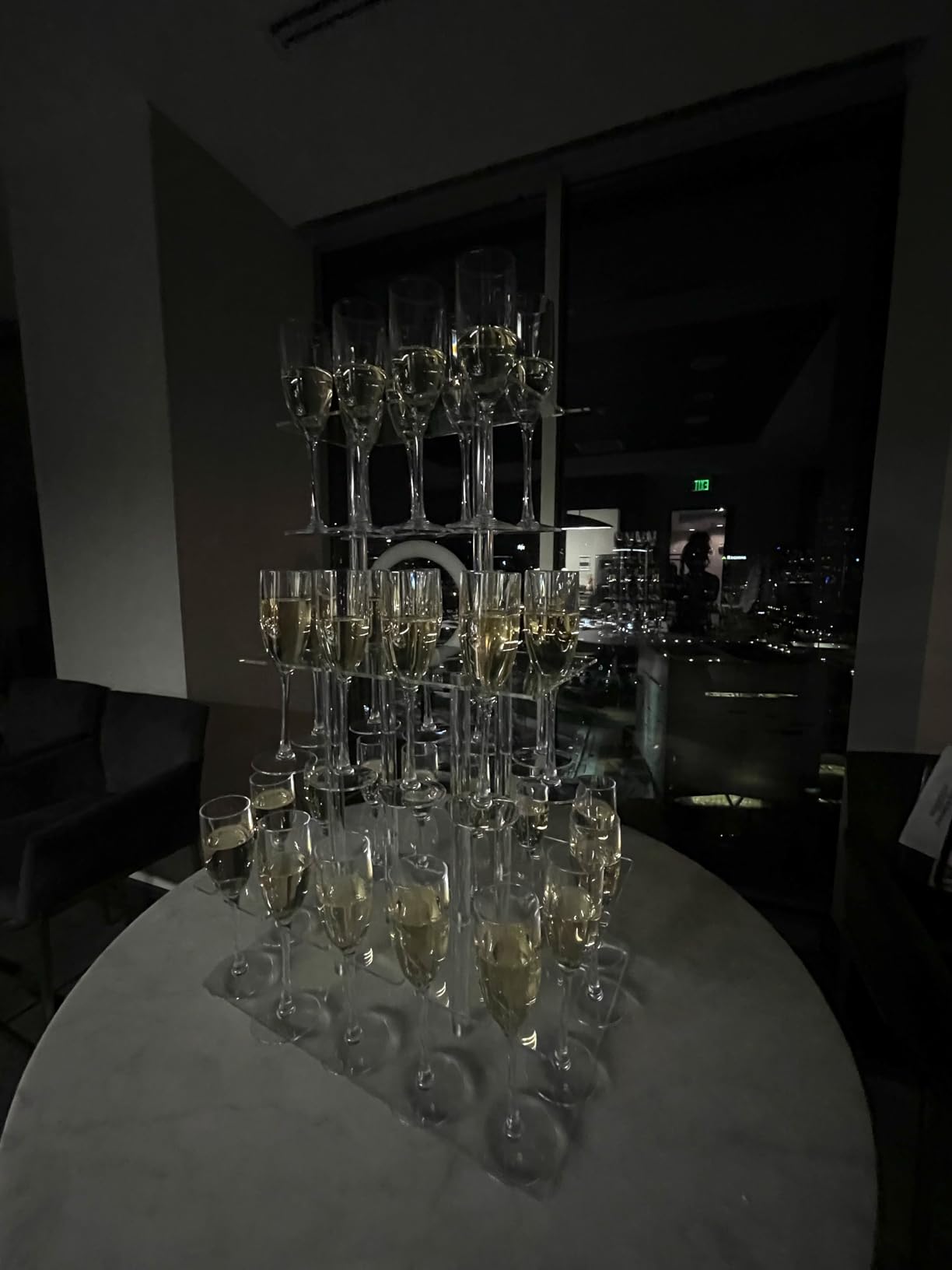 Champagne Tower, Circle Acrylic Champagne Display Rack Stand with 28 Slots, 3 Tier Floating Sight Champagne Flute Holder for Party, Wedding, 13.4x13.4x25.5 inch customer photo 2