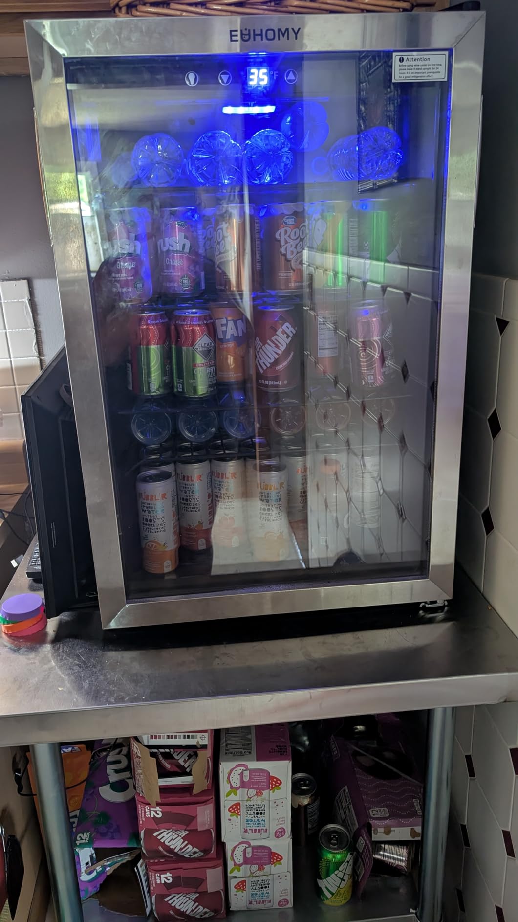 EUHOMY 4.5 Cu.ft Beverage Refrigerator and Cooler, 145 Can Mini Fridge with Glass Door for Soda Beer Wine, Small Drink Dispenser with Digital Adjustable Thermostat for Home Office Bar customer photo 1