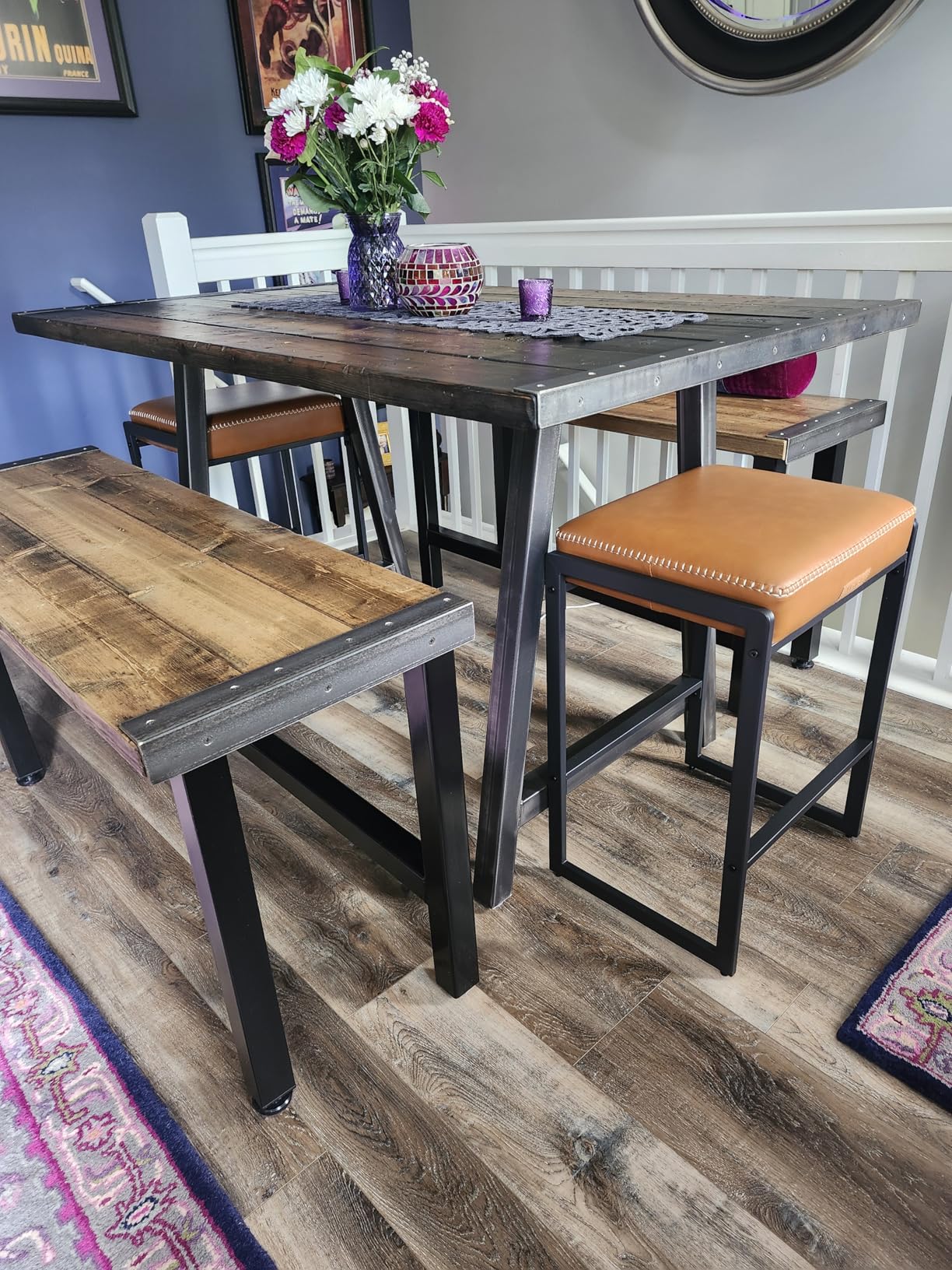 VASAGLE EKHO Collection - Bar Stools Set of 4, Counter Height Bar Stools, Synthetic Leather with Stitching, Mid-Century Modern Counter Stools, 26-Inch Tall, Kichen Home Bar Dining Room, Caramel Brown customer photo 1