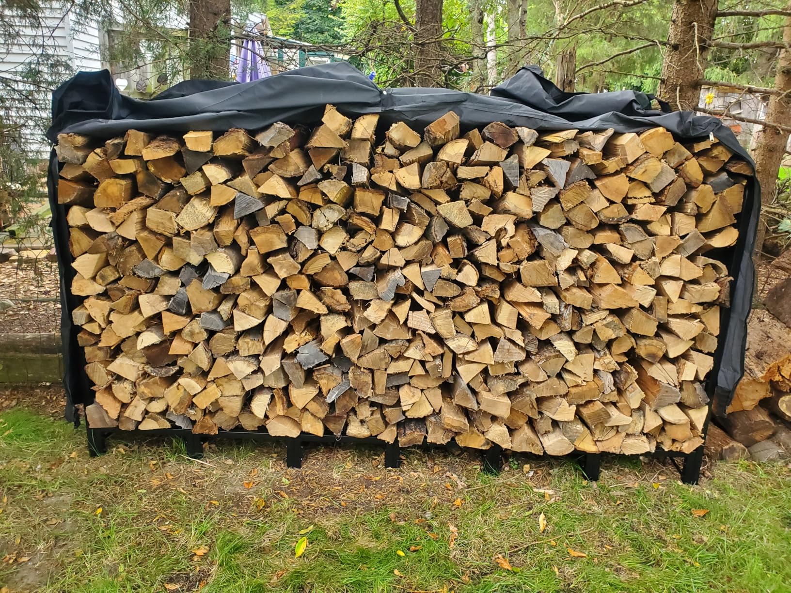 Werph 12FT Firewood Rack Outdoor, Heavy Duty Firewood Storage Rack, Outdoor Firewood Rack with Cover, Wood Rack Log Rack for Outdoor & Indoors, Black customer photo 1