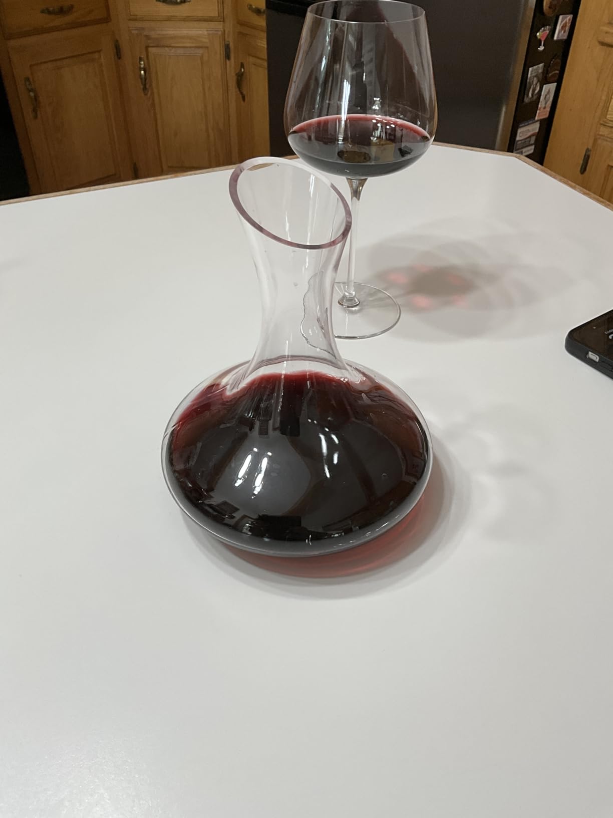 Wlasss Wine Decanter, 1100ml /37.2oz Red Wine Decanter, Hand Blown Lead-Free Crystal Wine Carafe, Small Decanter for White and Red Wine, Elegant Design Easy Pour, Wine Gifts for Christmas customer photo 1
