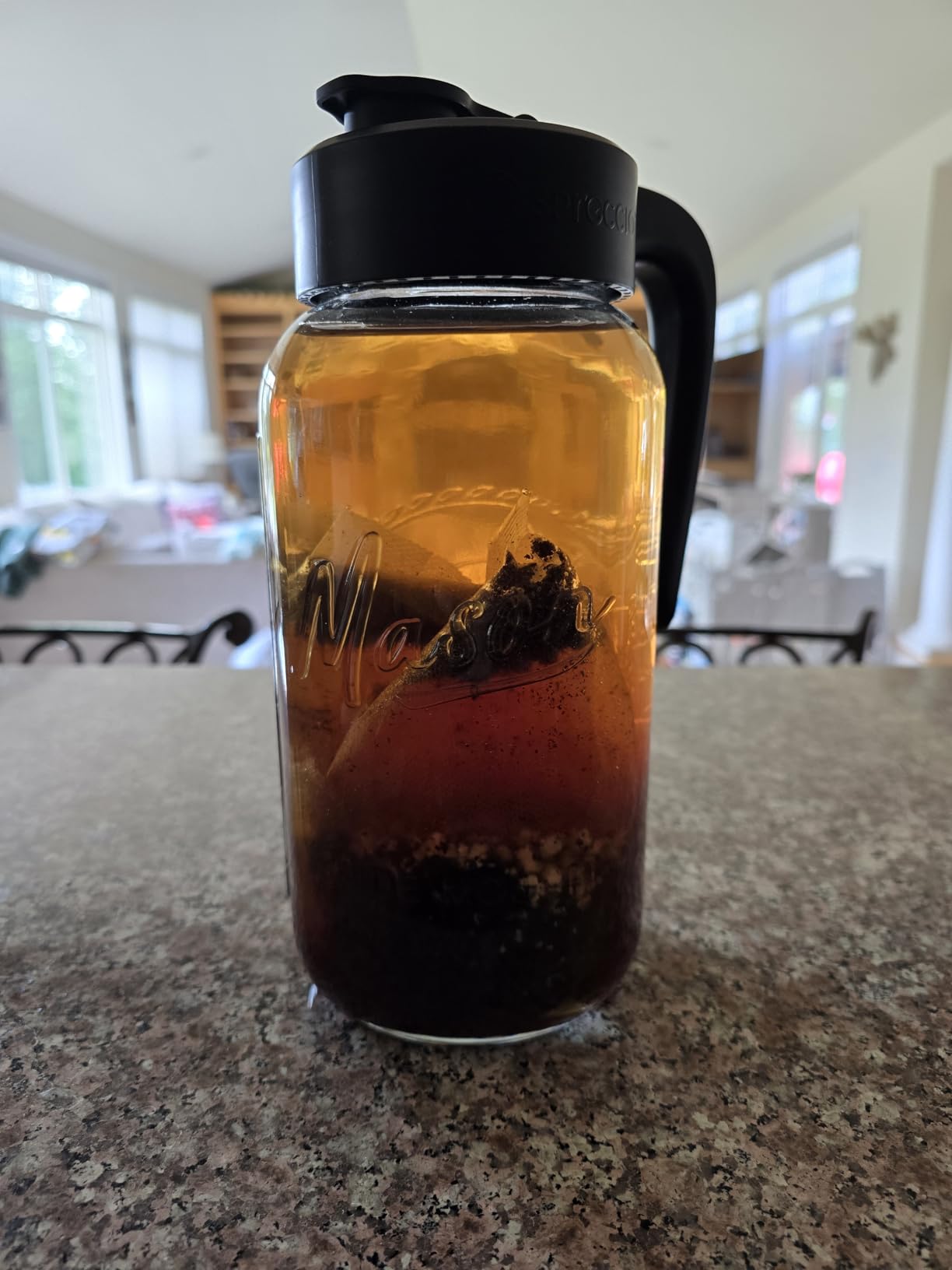 Mason Jar Pitcher - Airtight & Leakproof Glass Pitcher with Lid, Perfect for Breastmilk, Cold Brew, and Sun Tea, 2 Quart (64 oz) Mason Jar with Pour Spout Lid customer photo 2