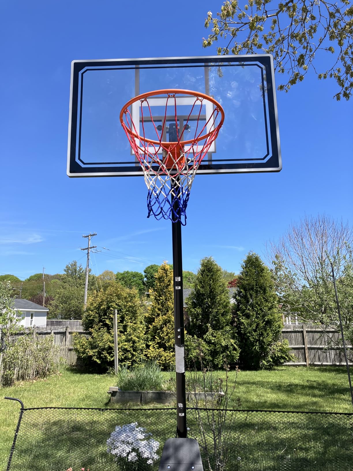 Skytime Basketball Hoop 44&48 Inch Backboard Portable Basketball Goals Outdoor,5.3-10ft Stepless Regulation Crank Adjust Basketball Goal System customer photo 2
