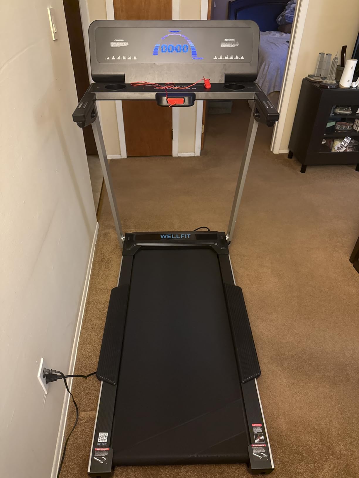 WELLFIT Home Treadmill, 2 Level Incline Heavyduty Treadmill with Pulse Sensor, 4.0 HP, 10 MPH, 450 lbs Capacity, 20