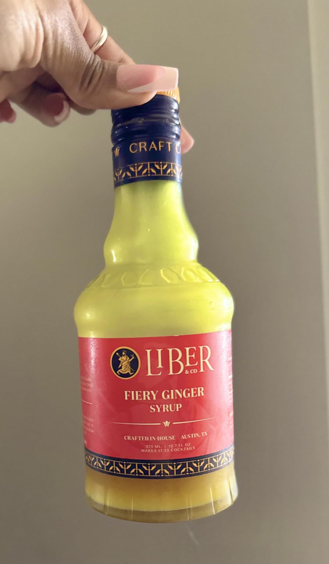 Liber & Co. Fiery Ginger Syrup - Made with 50% Organic Peruvian Ginger Juice - Perfect for Moscow Mules, Dark 'N Stormies, Sodas - Makes 25 Drinks (12.7 oz) customer photo 1