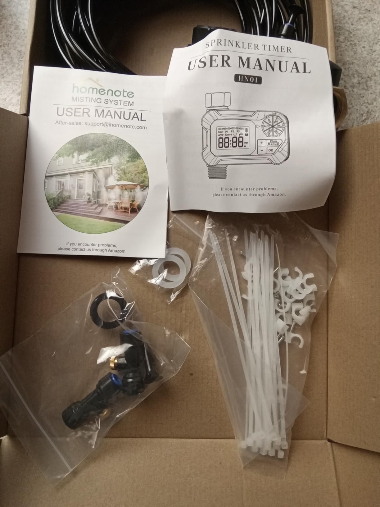homenote Automatic Misting Cooling System with Timer, 91.8FT Misting Line, 24 Brass Nozzles, and 3/4