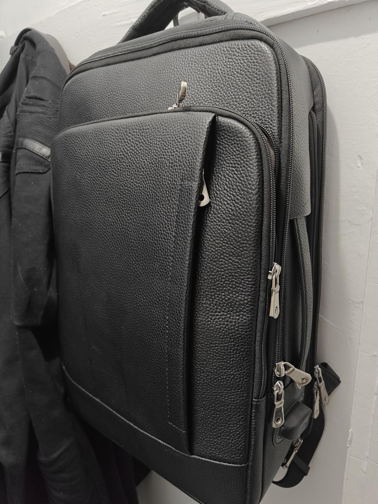 TIDING Men's Leather Business Backpack Fits 15.6 Inch Laptop, Expandable Office Work Casual Daypack with USB Charging Port customer photo 1