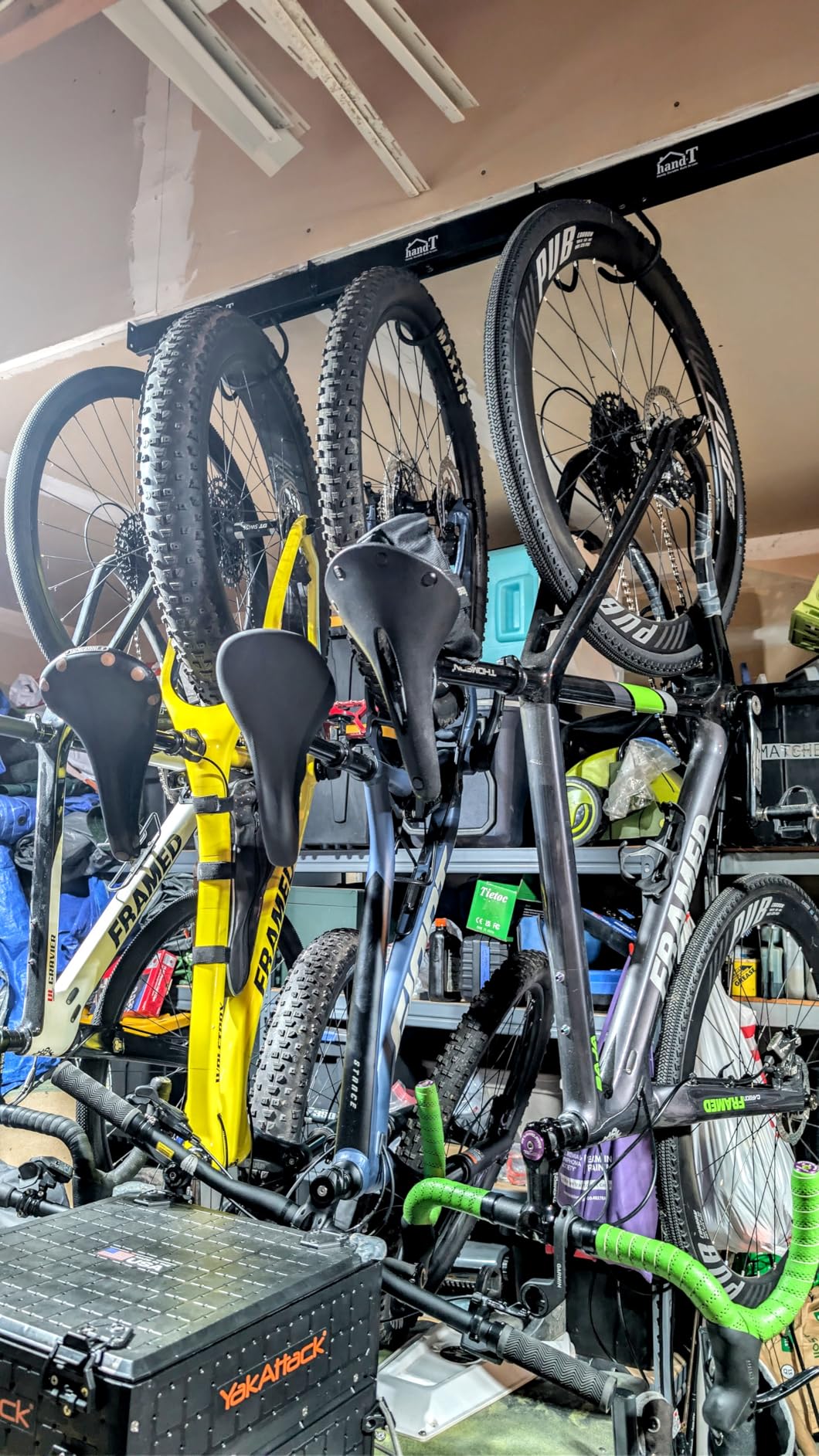 USA Based Ceiling Bike Rack Garage Storage Mount, Bicycle Hanger For Up To 6 Bikes, Sliding 51