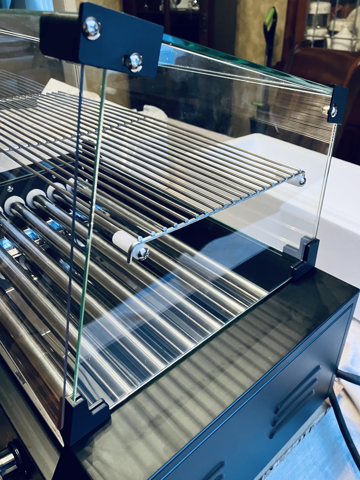 Hot Dog Roller 5 Rollers 12 Hot Dogs Capacity, 750W Stainless Commercial Sausage Grill Cooker Machine with Dual Temp Control,Removable Drip Tray for Party Home Commercial (5 Roller) customer photo 1