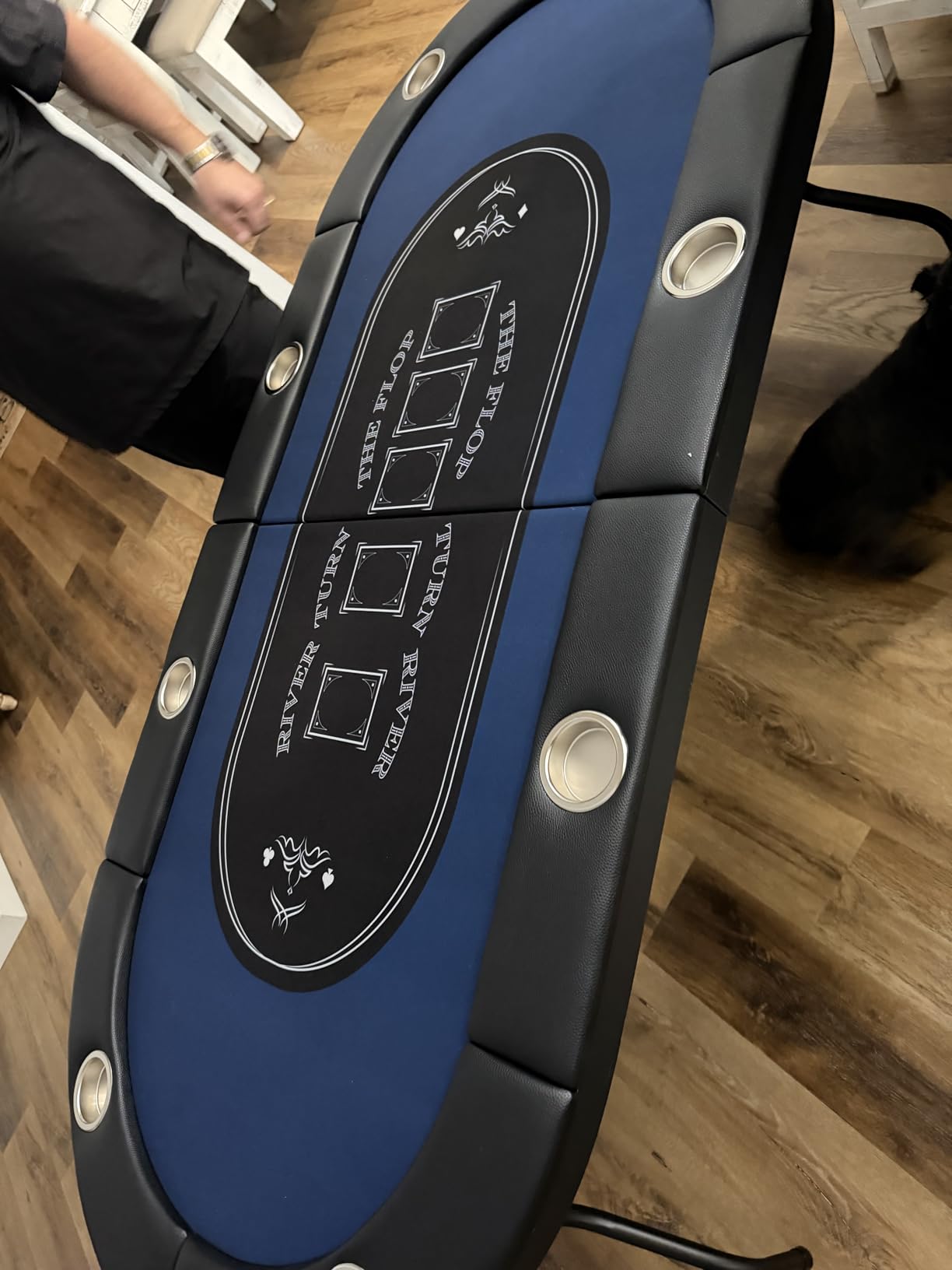 VEVOR 8 Player Poker Table Foldable, Portable Folding Card Board Game Table, Casino Leisure Table, Blackjack Texas Holden Table with Padded Rails and Stainless Steel Cup Holders,Blue (72 in) customer photo 1
