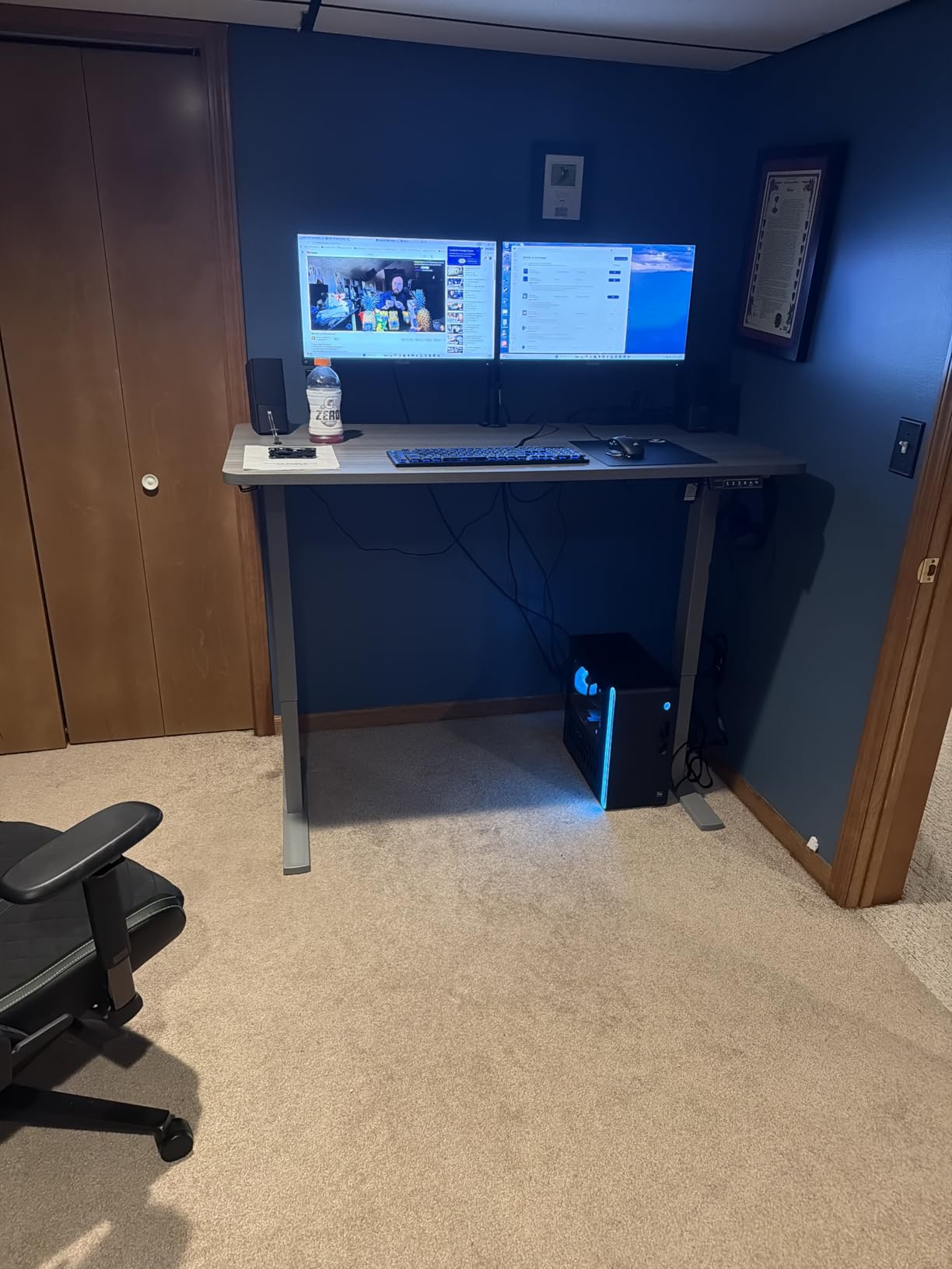 VIVO Large Electric 83 x 30 in Standing Desk, Memory Height Adjustment, 1B Series, Holds 220 lbs, Black Top Black Frame, DESK-KIT-1B8B customer photo 1