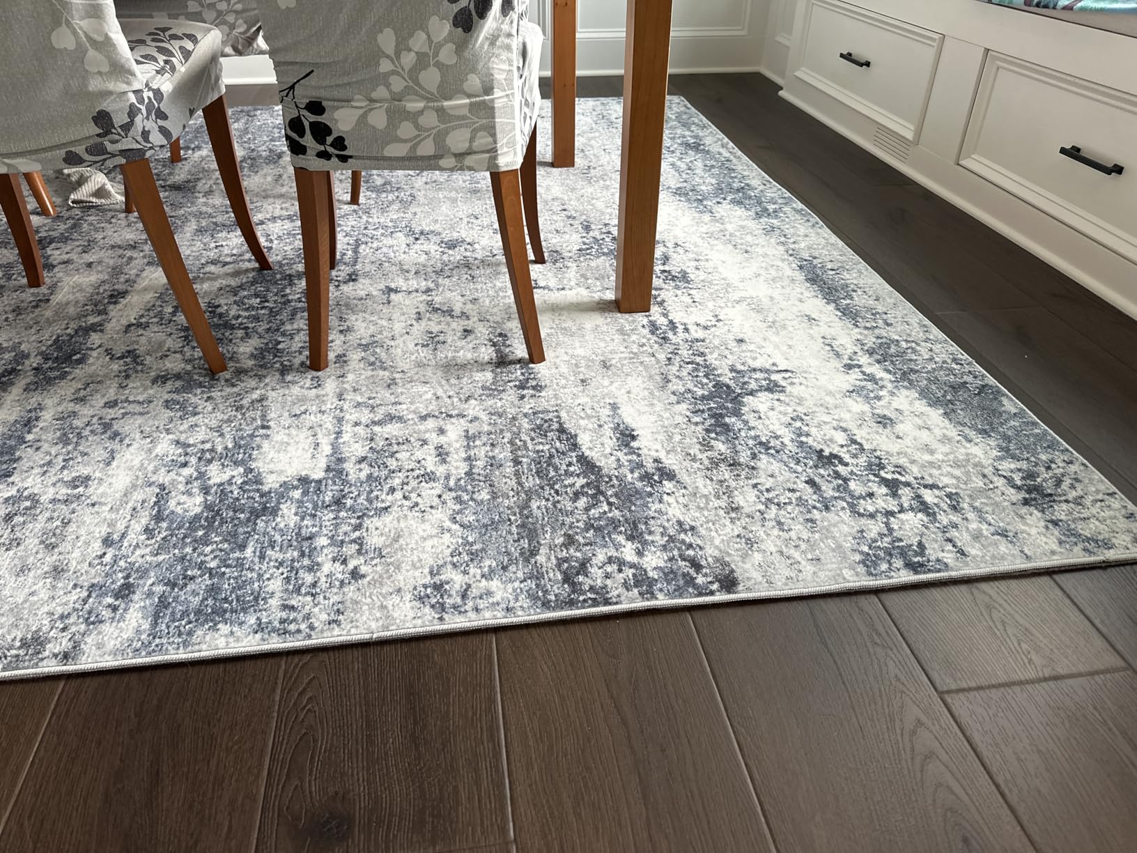 8x10 Area Rugs for Living Room Rug Washable: Abstract Large Rug for Dining Room Bedroom Carpet Non Slip 8 by 10 Indoor Modern Nursery Home Office Blue Grey customer photo 1