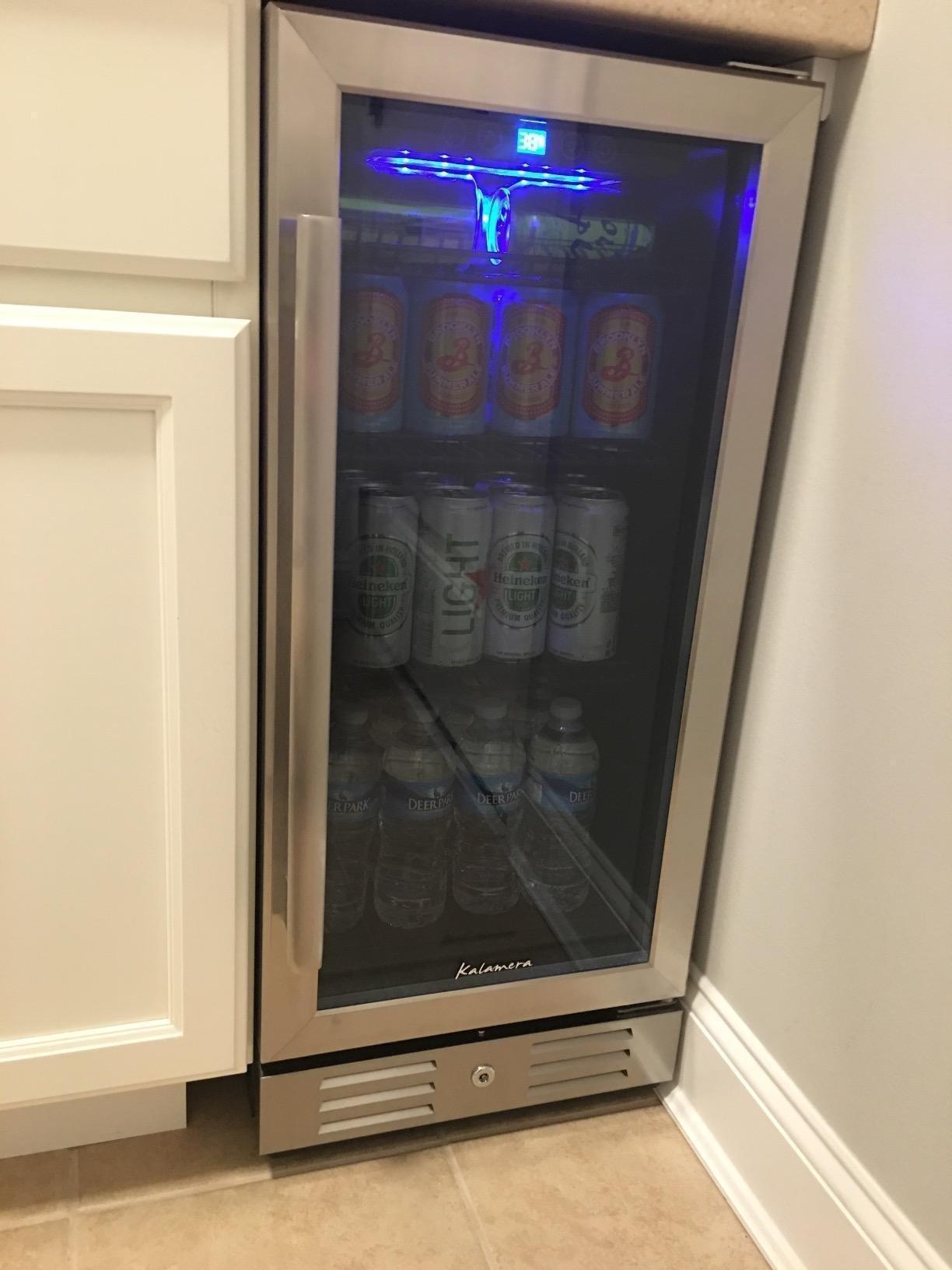 24 Inch Under Counter Beverage Fridge - Max 164 Cans Capacity Drink Cooler, Wide 24