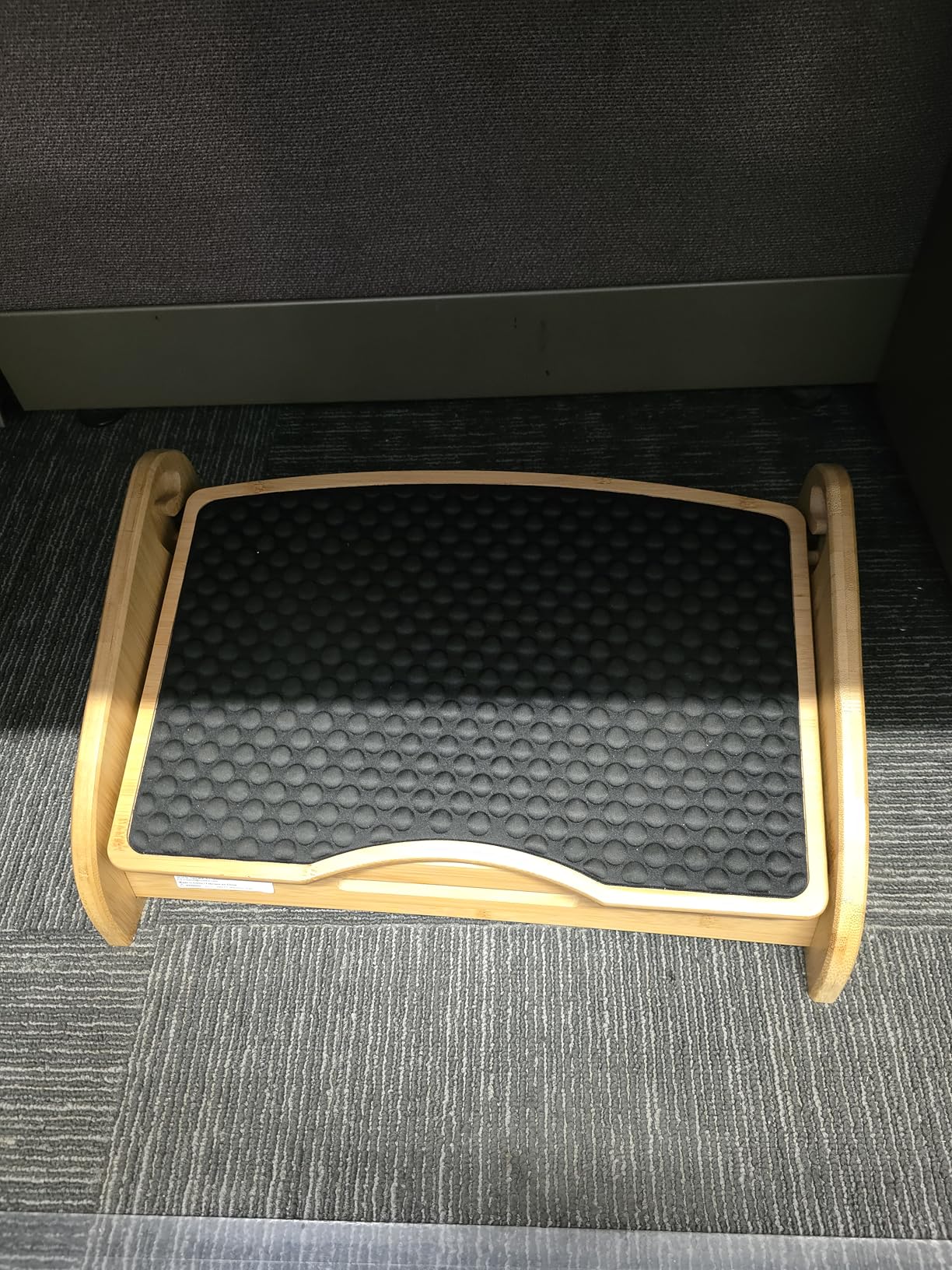 HUANUO Bamboo Under Desk Footrest, Ergonomic Foot Rest with 4 Height Options & Adjustable Angles, Pebble Massage Surface, Non-Slip Foot Rest for Under Desk at Work for Improved Posture, Home & Office customer photo 1