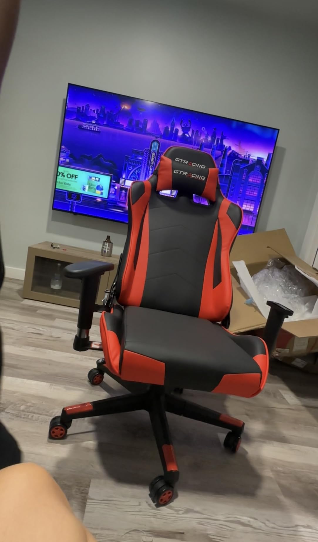GTRACING Gaming Chair Racing Office Computer Ergonomic Video Game Chair Backrest and Seat Height Adjustable Swivel Recliner with Headrest and Lumbar Pillow Esports Chair (Dark Black) customer photo 2