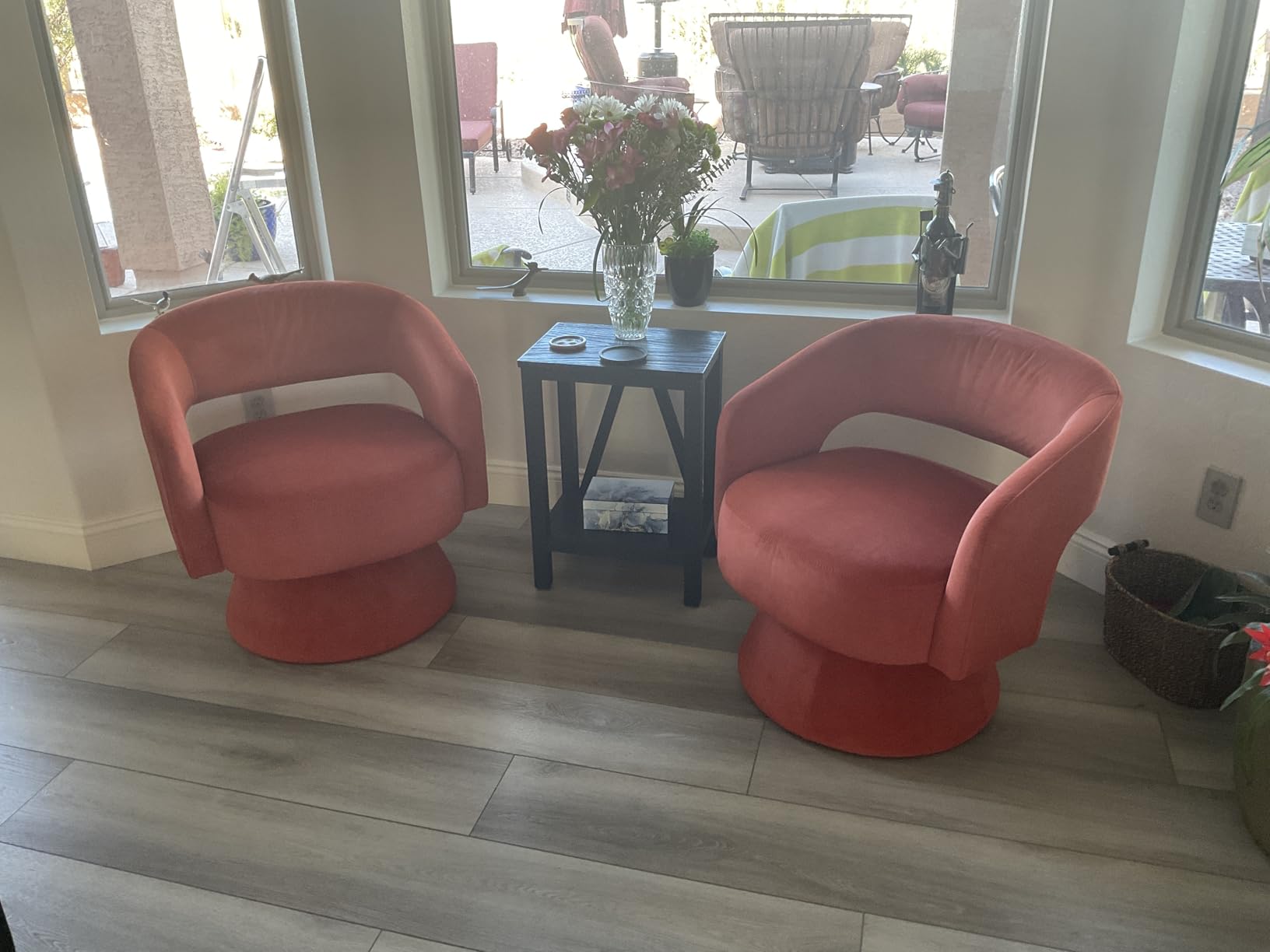 Lexicon Swivel Accent Chair, Modern Velvet Round Barrel Chair, Taupe | Swivel Chair with Open Back, Plush Foam Cushions, Metal Swivel Base for Living Room/Bedroom/Office/Small Spaces customer photo 1