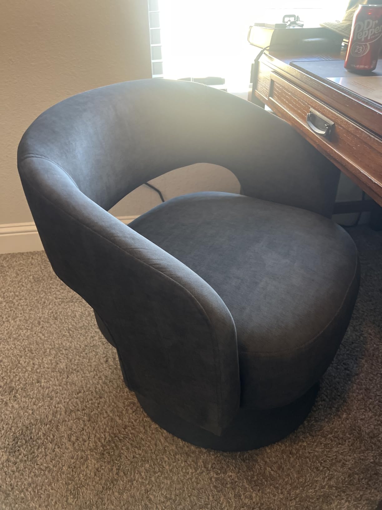 Lexicon Swivel Accent Chair, Modern Velvet Round Barrel Chair, Taupe | Swivel Chair with Open Back, Plush Foam Cushions, Metal Swivel Base for Living Room/Bedroom/Office/Small Spaces customer photo 2