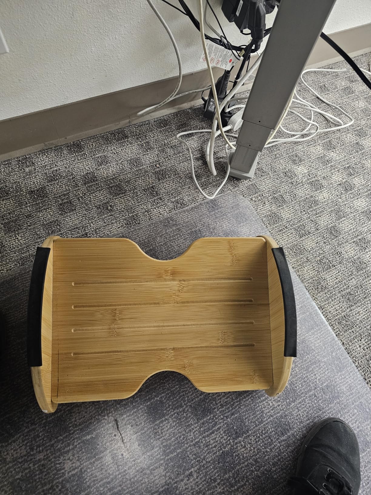 Amazer Bamboo Foot Rest for Under Desk at Work, 2-in-1 Reversible Rocking Footrest Adjustable Foot Stool, Ergonomic Footrest for Under Gaming Desk, Feet Support Leg Footstools for Home Office customer photo 2