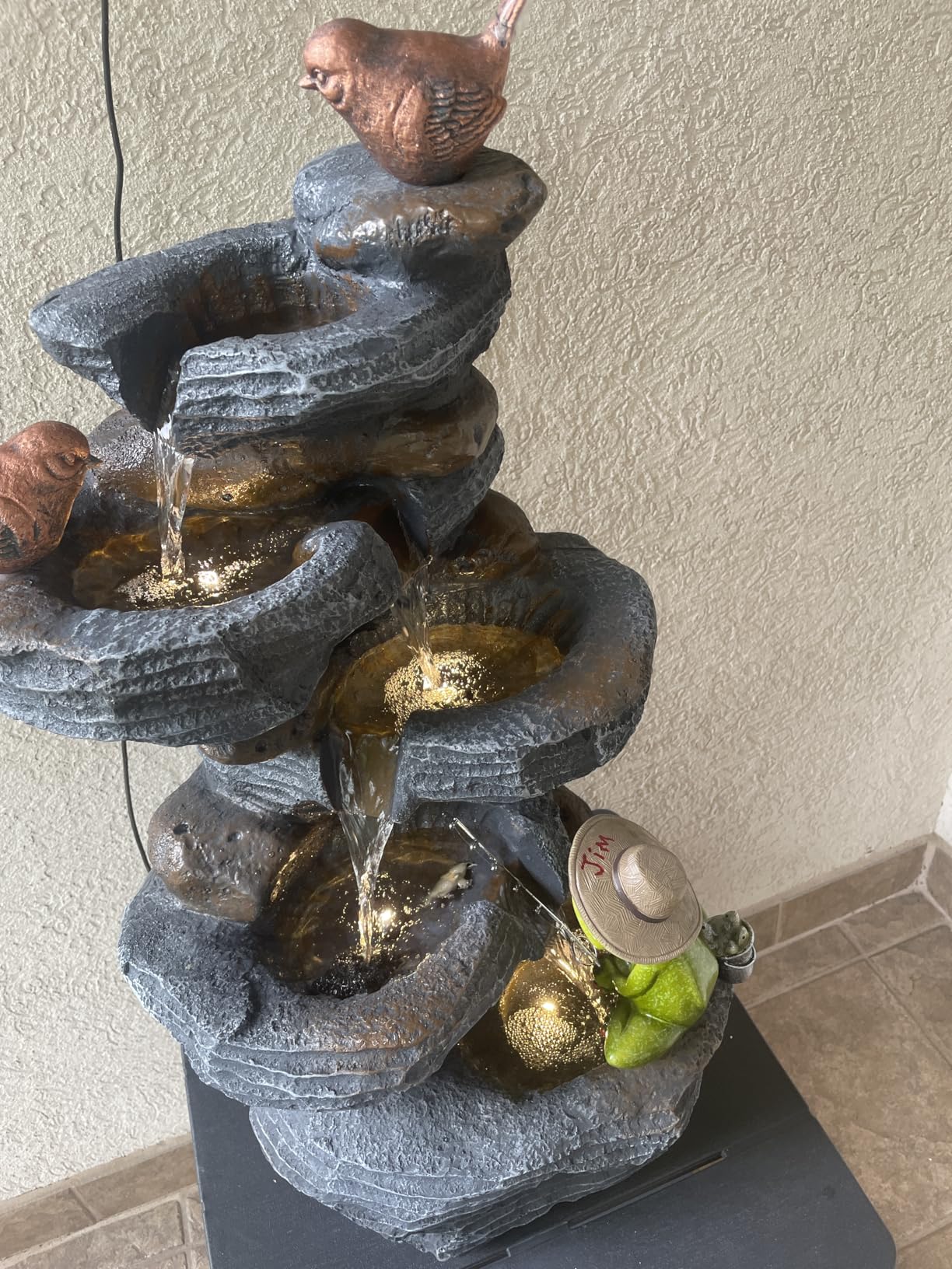 5-Tiers Cascading Rock Water Fountain with LED Lights customer photo 1