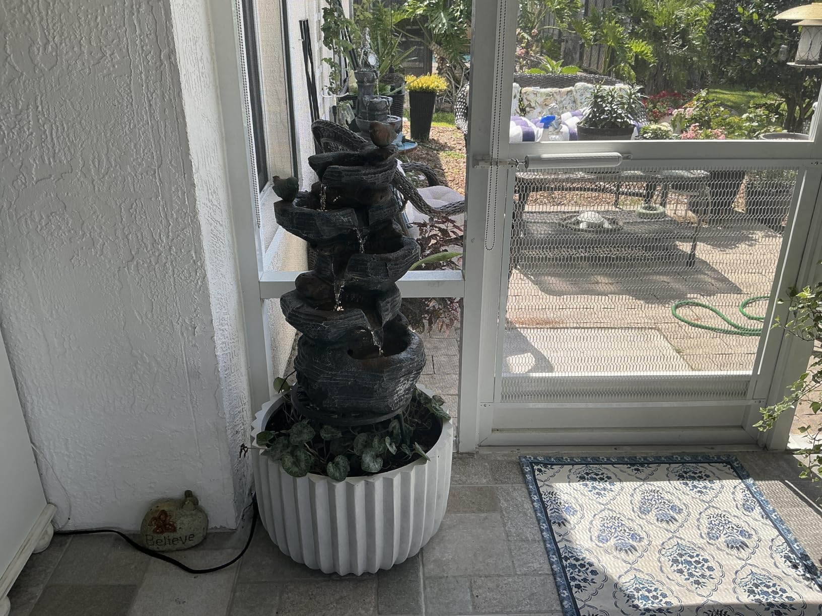 5-Tiers Cascading Rock Water Fountain with LED Lights customer photo 2