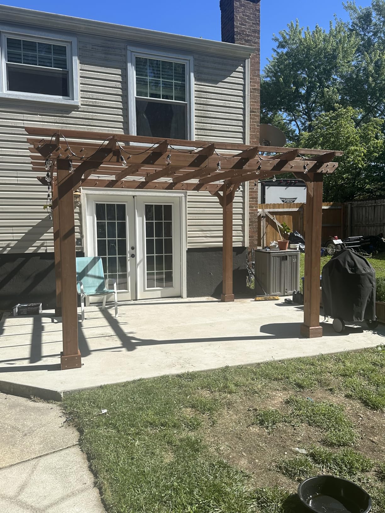 BlueWish 12’ x 14’ Cedar Wood Patio Pergola with Slatted Trellis Roof, Outdoor Pergola Backyard Gazebo with Solid Structure for Deck Yard Grill Party Garden customer photo 1