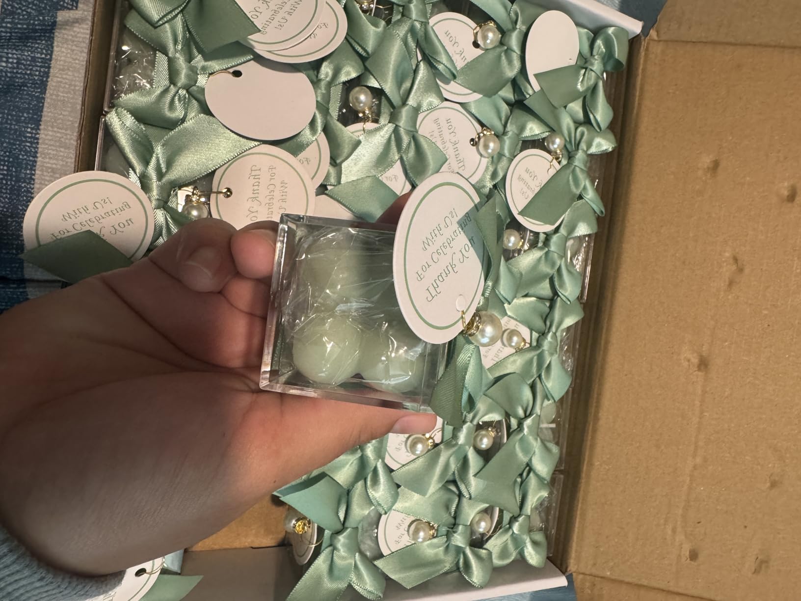 ACITHGL 30 Sets Fully Assembled Small Bubble Candle Party Favors for Guests Bulk Bridal Showers Favors Candles with Stylish Ribbons Thank You Cards Gifts (Champagne) customer photo 1