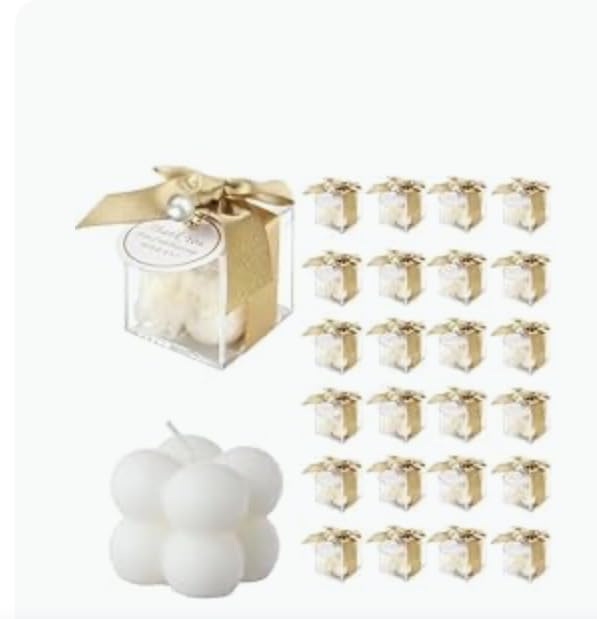 ACITHGL 30 Sets Fully Assembled Small Bubble Candle Party Favors for Guests Bulk Bridal Showers Favors Candles with Stylish Ribbons Thank You Cards Gifts (Champagne) customer photo 2
