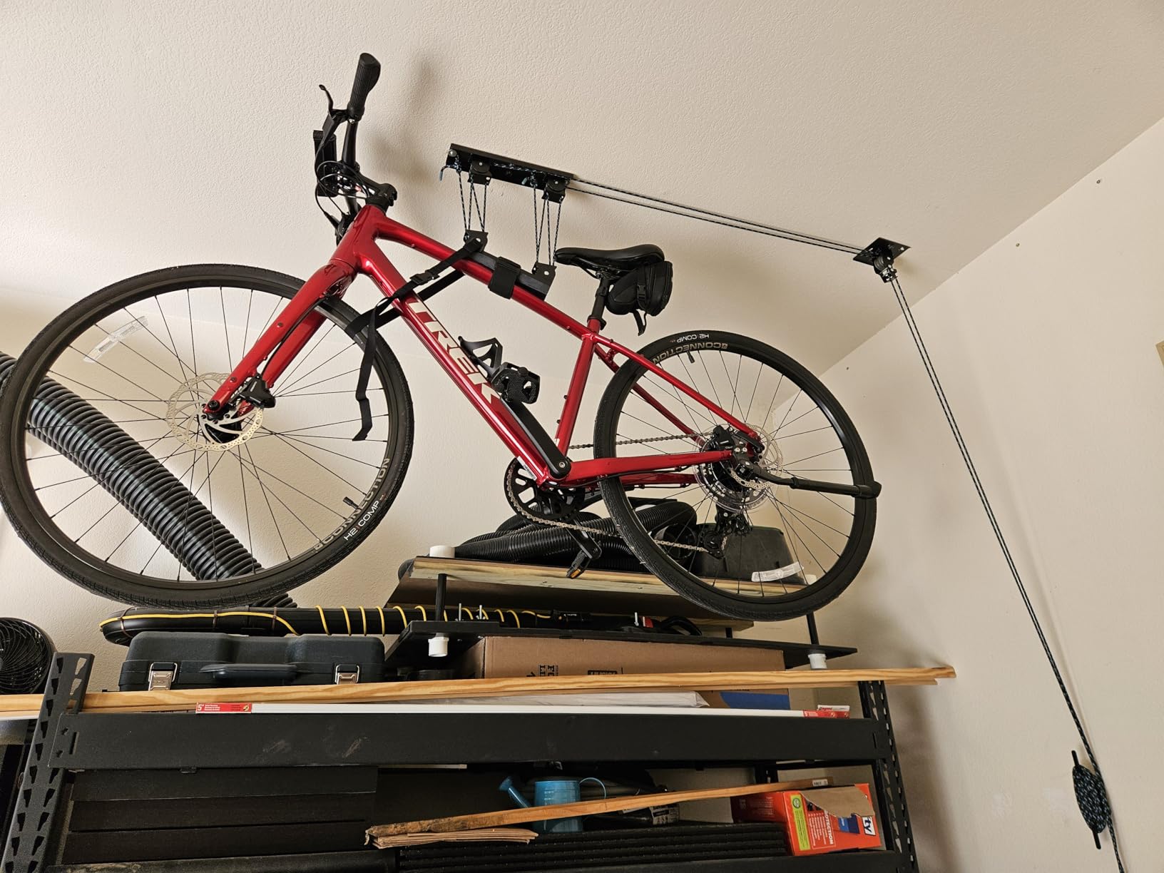 StoreYourBoard Bike Hoist, No-Slip Bicycle Ceiling Storage, Heavy-Duty Garage Pulley Lift System, Road, MTB, Fat Tire, Ebike Hanger customer photo 1