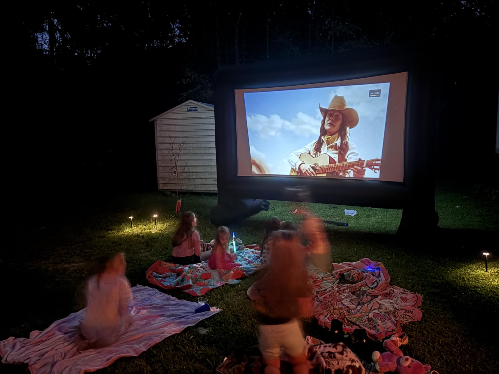 16 Feet Inflatable Projector Screen Outdoor Inflatable Movie Screen with Blower Carry Bag - Front and Rear Projection Blow Up Screen for Backyard Movie Night Pool Party customer photo 1