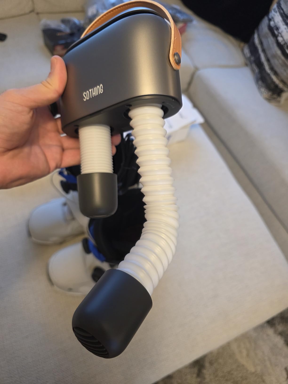 SOTHING Boot Dryer for Work Boots and Ski Boots with Ozone Odor Freshening, Portable Shoe Dryer & Glove Dryer with 11.81-Inch Extendable Hoses, 3 Heat Levels, 1-9H Timer for Sneakers and Rain Boots customer photo 1