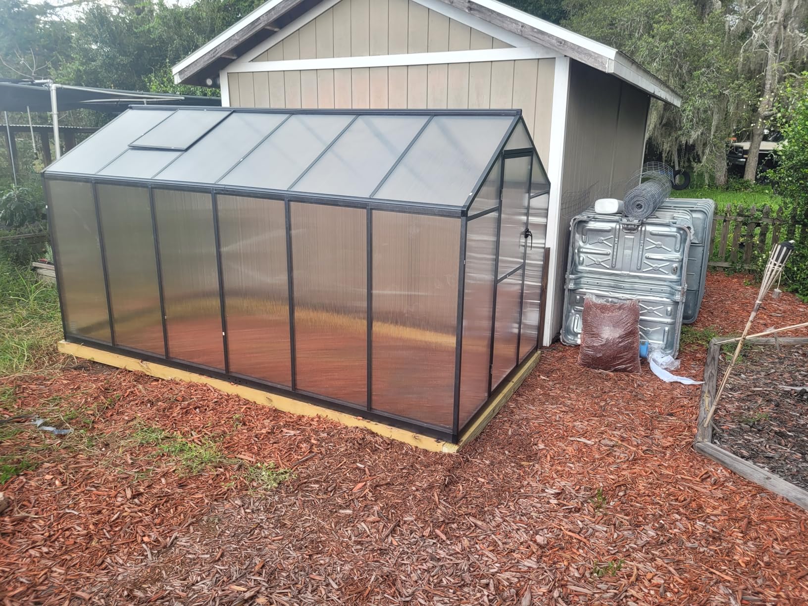 VEIKOU 8' x 16' Polycarbonate Greenhouse for Outdoors, Walk-in Green House with 2 Vents, Aluminum Frame, Riveted Structure, Greenhouse Kit for Outdoor Backyard, Garden, Gray customer photo 2