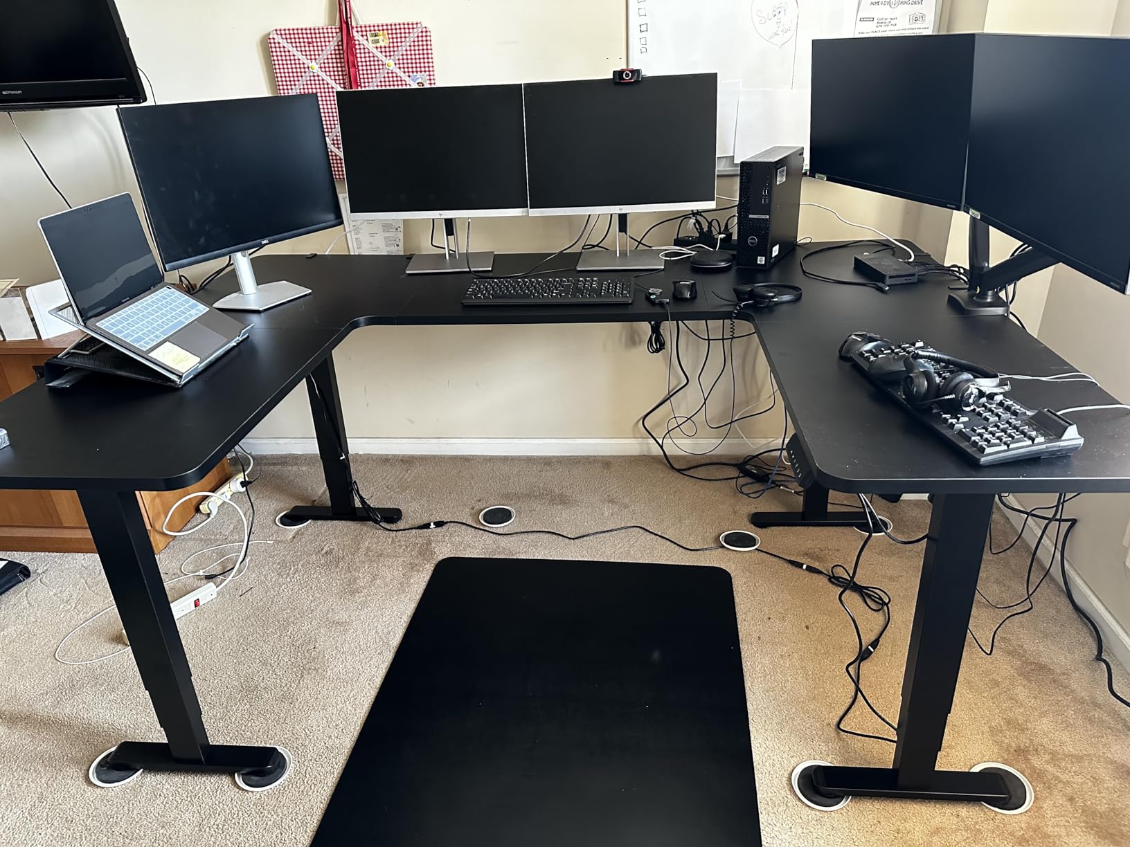 VIVO Large U-Shaped 83 x 60 in Electric Standing Desk, Memory Height Adjustment, Rustic Vintage Brown Top Black Frame, DESK-E4UBN customer photo 1