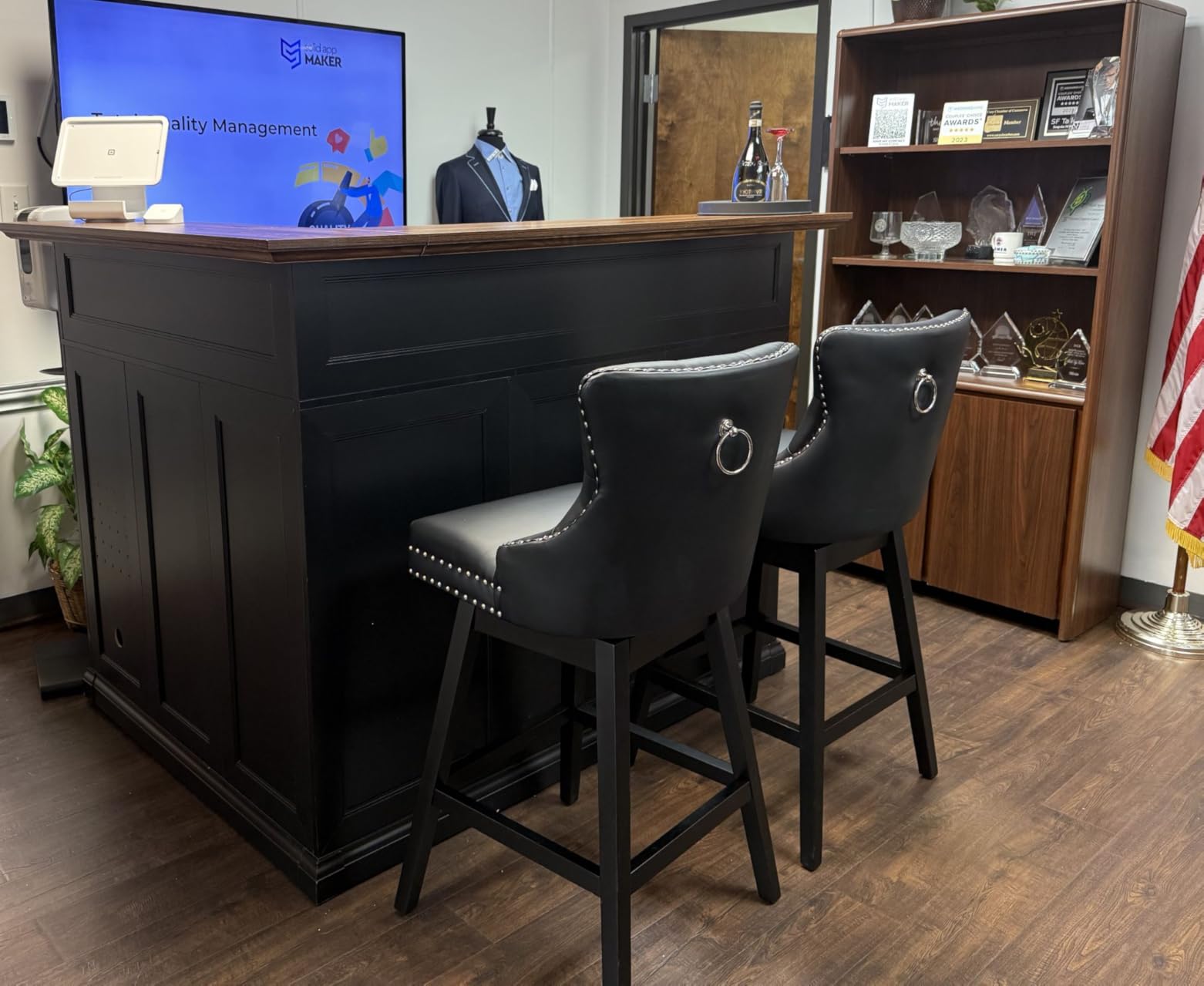 GDLF L Shaped Home Bar Cabinet with Fridge Space, Oversized Modern Basement Bar Table, 67